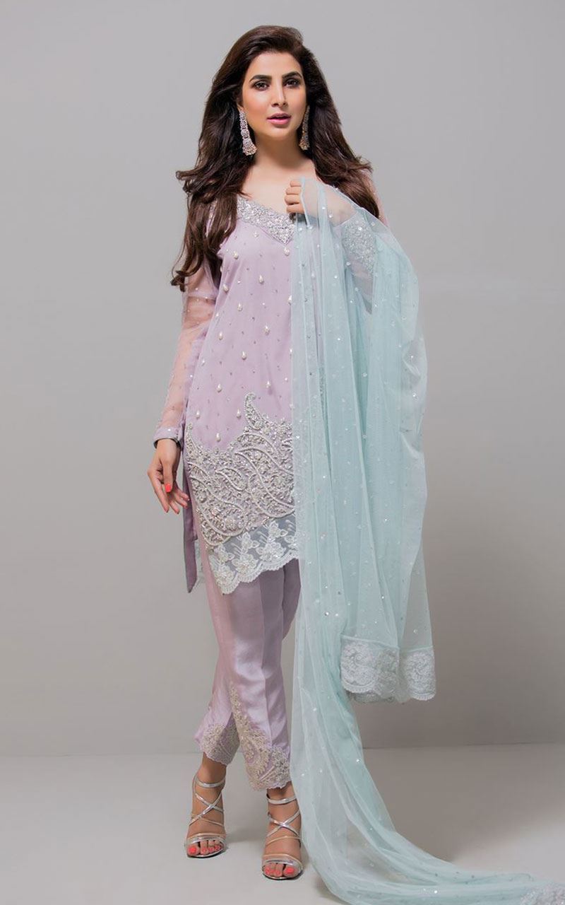Blue fashion dress with pink dupatta - Official Online Store