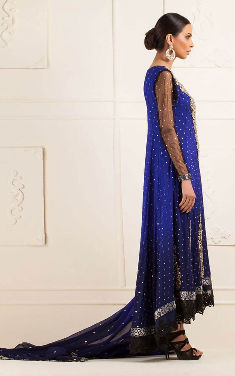 cobalt blue chiffon dress Elle Cobalt Blue Floral Chiffon Pleated Belted Maxi Dress main image 0