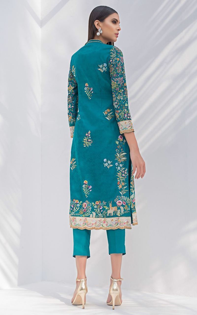 Picture of Embroidered jamawar long shirt